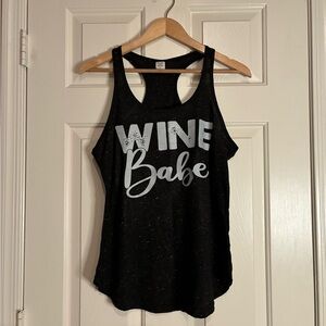 Black 'Wine Babe' Tank Top